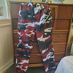 red and black camo cargo pants